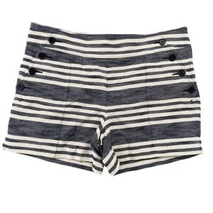Ann Taylor LOFT The Riviera Short Navy White Striped Sailor Button Shorts 6 NWOT